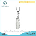 New design style silver blue yellow feather stainless steel necklace